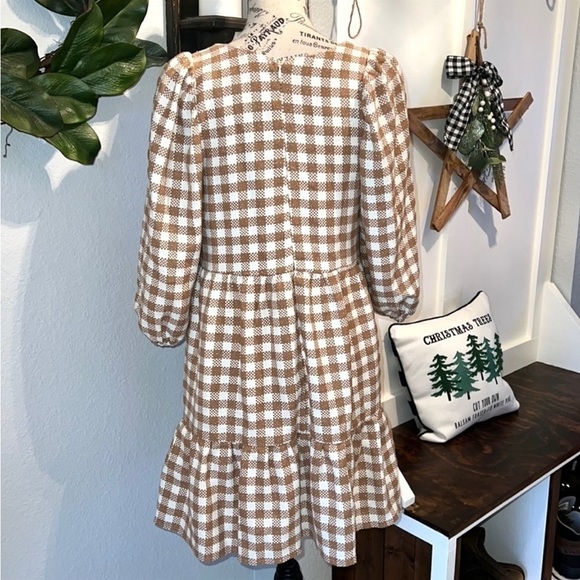ByThe River,Gingham w/Gold Shimmer, Gathered Neck & Sleeves,Heavier,Size L - Picture 5 of 14